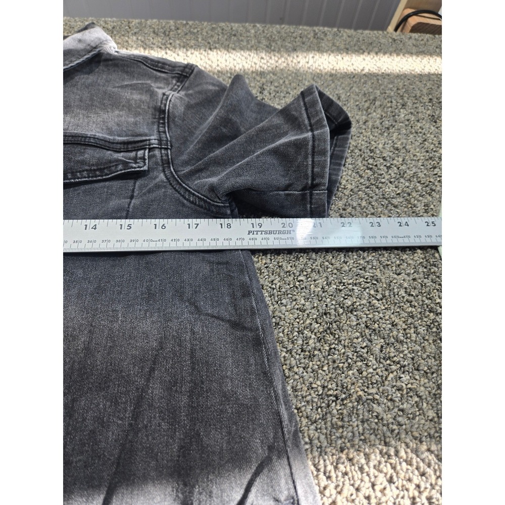 Wenrine Charcoal Grey Short Sleeve Denim Shirt Dress with Pockets Women's Small - Picture 6 of 10